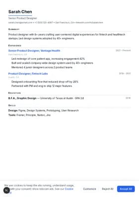 ATS Minimal resume template preview