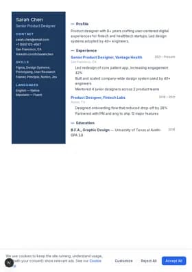 Modern Professional resume template preview